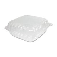 ClearSeal Hinged-Lid Plastic Containers, 9.3 x 8.8 x 3, Clea