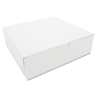 White One-Piece Non-Window Bakery Boxes, 10 x 10 x 3, White,