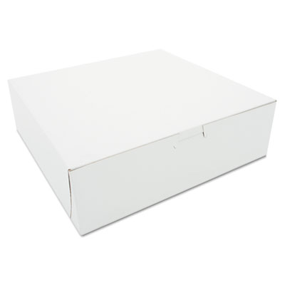 White One-Piece Non-Window Bakery Boxes, 10 x 10 x 3, White,