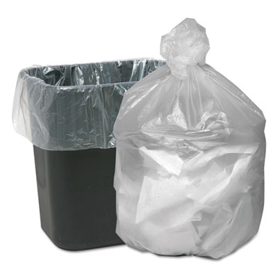 Waste Can Liners, 10 gal, 6 mic, 24" x 24", Natural, 50 Bags