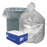 Waste Can Liners, 56 gal, 14 mic, 43" x 46", Natural, 20 Bag
