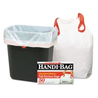 Drawstring Kitchen Bags, 13 gal, 24" x 27.4", White, 50 Bags
