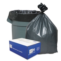 Can Liners, 45 gal, 1.55 mil, 39" x 46", Gray, 10 Bags/Roll,