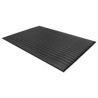 Air Step Anti-Fatigue Mat, Rectangular, Black Ribbed Surface