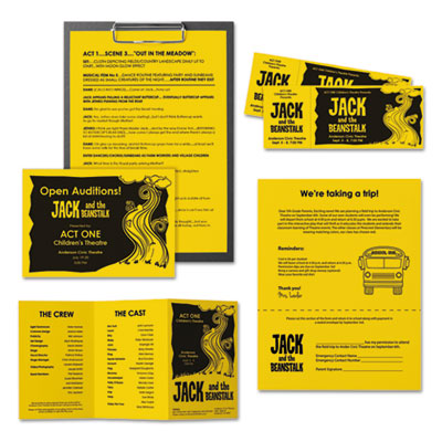 Color Paper, 24 lb Bond Weight, 8.5 x 11, Solar Yellow, 500/