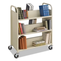 Steel Double-Sided Book Cart, Metal, 6 Shelves, 300 lb Capac