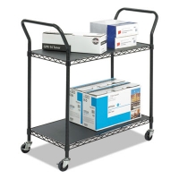 Wire Utility Cart, Metal, 2 Shelves, 400 lb Capacity, 43.75"