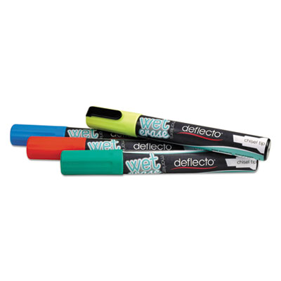 Wet Erase Markers, Medium Chisel Tip, Assorted Colors, 4/pac