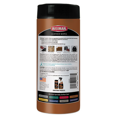 Leather Wipes, 1-Ply, 7 x 8, White, 30/Canister, 4 Canisters
