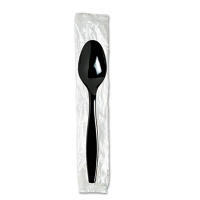Individually Wrapped Heavyweight Spoon, Plastic, Black, 1,00