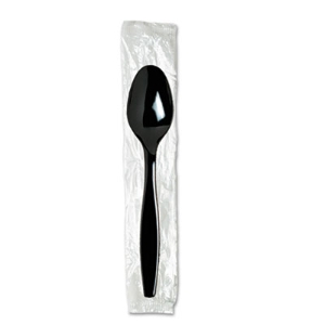 Individually Wrapped Heavyweight Spoon, Plastic, Black, 1,00