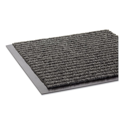 Needle-Rib Wiper/Scraper Mat, Rectangular, Gray Ribbed Surfa