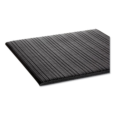 Ribbed Vinyl Anti-Fatigue Mat, Rectangular, Black Ribbed Sur