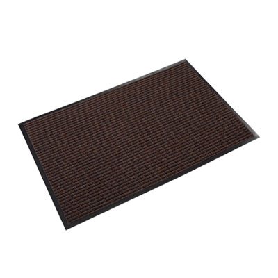 Needle-Rib Wiper/Scraper Mat, Rectangular, Brown Ribbed Surf