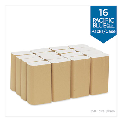 Pacific Blue Basic Folded Paper Towel, 1-Ply, 9.2 x 9.4, Whi