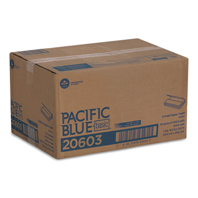 Pacific Blue Basic C-Fold Paper Towels, 1-Ply, 10.1 x 13.2,