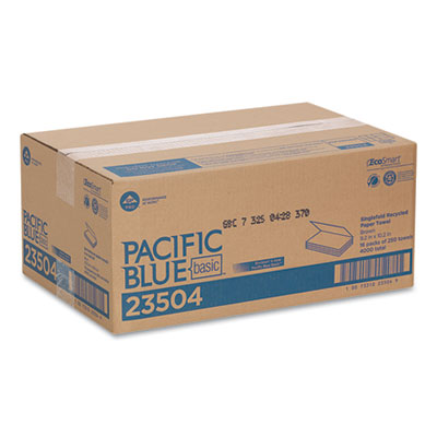Pacific Blue Basic S-Fold Paper Towels, 1-Ply, 10.25 x 9.25,