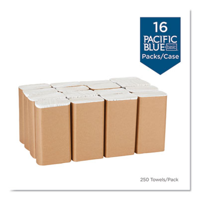 Pacific Blue Basic M-Fold Paper Towels, 1-Ply, 9.2 x 9.4, Wh