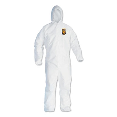A40 Elastic-Cuff and Ankles Hooded Coveralls, 2X-Large, Whit