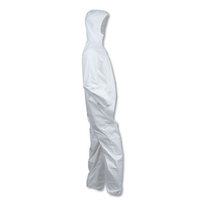 A40 Elastic-Cuff and Ankle Hooded Coveralls, Large, White, 2
