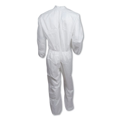 A30 Elastic-Back and Cuff Coveralls, 1" Flap, X-Large, White