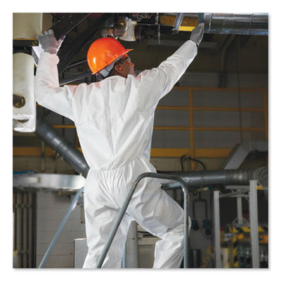 A30 Elastic-Back and Cuff Coveralls, 1" Flap, X-Large, White