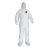 A30 Elastic Back and Cuff Hooded/Boots Coveralls, XL, White,