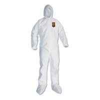 A30 Elastic Back and Cuff Hooded/Boots Coveralls, XL, White,