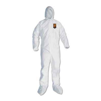 A30 Elastic Back and Cuff Hooded/Boots Coveralls, 3XL, White