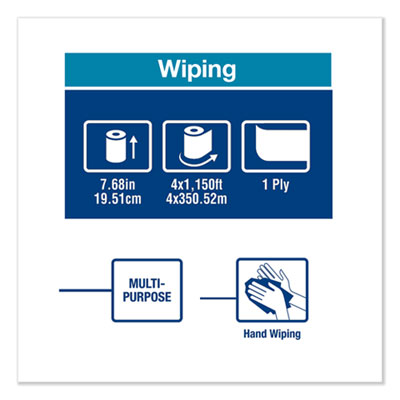 Basic Paper Wiper Roll Towel, 1-Ply, 7.68" x 1,150 ft, White