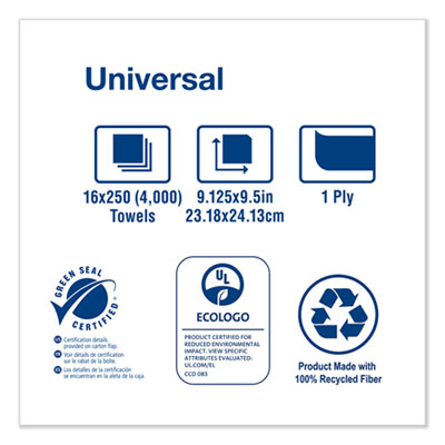 Multifold Hand Towel, 1-Ply, 9.13 x 9.5, Natural, 250/Pack,