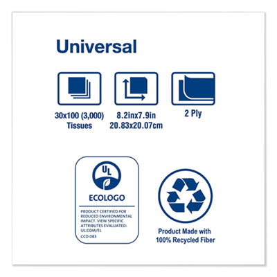 Universal Facial Tissue, 2-Ply, White, 100 Sheets/box, 30 Bo