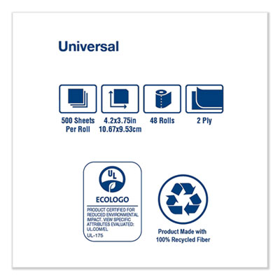Universal Bath Tissue, Septic Safe, 2-Ply, White, 500 Sheets