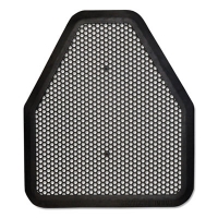 Urinal Mat, Shield-Shaped, Black Non-Slip Perforated Surface