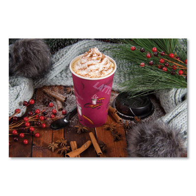 Paper Hot Drink Cups in Bistro Design, 16 oz, Maroon, 1,000/