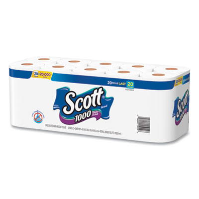 1000 Bathroom Tissue, Septic Safe, 1-Ply, White, 1,000 Sheet