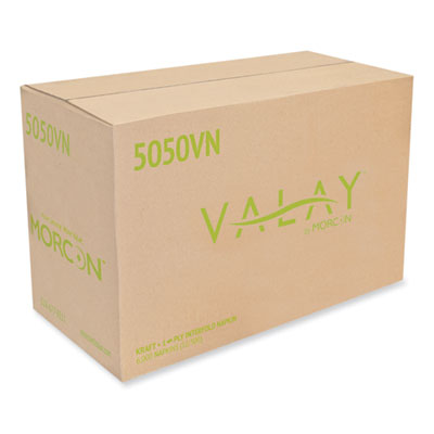 Valay Interfolded Napkins, 1-Ply, 6.3 X 8.85, Kraft, 6,000/c