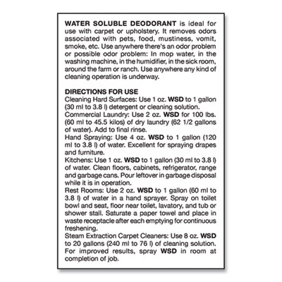 Water-Soluble Deodorant, Lemon, 1 gal Bottle, 4/Carton