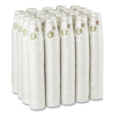 Pathways Paper Hot Cups, 8 oz, White/Brown, 50/Sleeve, 20 Sl