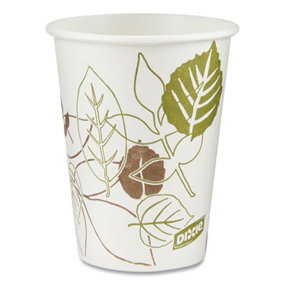Pathways Paper Hot Cups, WiseSize, 8 oz, White/Brown, 25/Bag