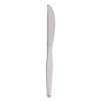 Heavyweight Polystyrene Cutlery, Knife, Plastic, Clear, 1,00