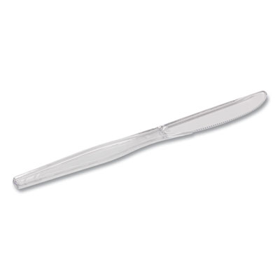 Heavyweight Polystyrene Cutlery, Knife, Plastic, Clear, 1,00