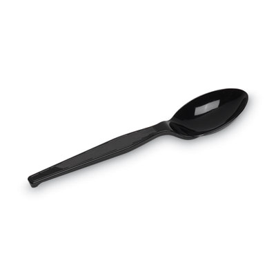 Plastic Cutlery, Heavy Mediumweight Spoon, Black, 1,000/Cart