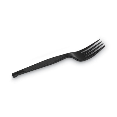 Plastic Cutlery, Heavy Mediumweight Forks, Black, 1,000/cart