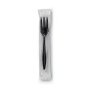 Individually Wrapped Heavyweight Forks, 6.88", Plastic, Blac