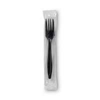 Individually Wrapped Heavyweight Forks, 6.88", Plastic, Blac