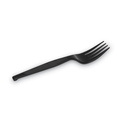 Individually Wrapped Heavyweight Forks, 6.88", Plastic, Blac