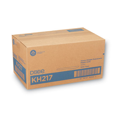 Plastic Cutlery, Heavyweight Knife, 7.5", White, 1,000/Carto