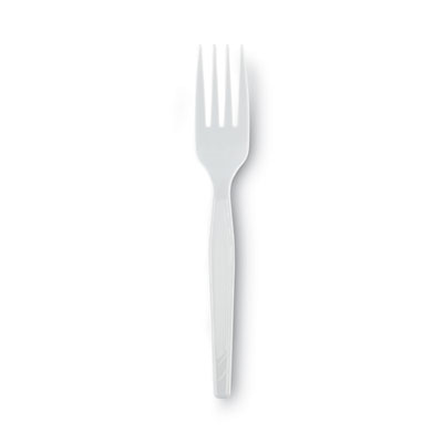 Plastic Cutlery, Heavy Mediumweight Fork, White, 1,000/Carto