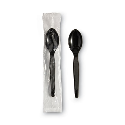 Individually Wrapped Heavyweight Spoon, Plastic, Black, 1,00